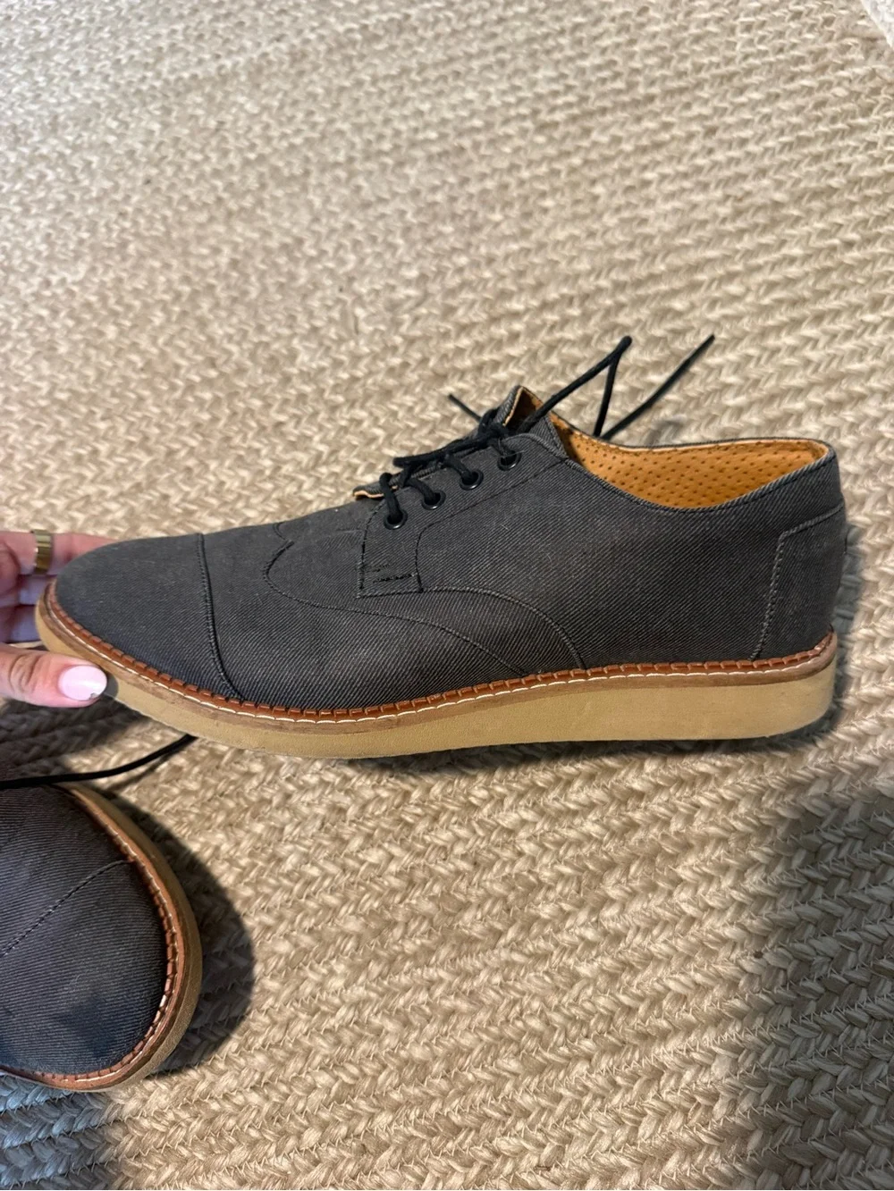 Toms Men's Charcoal Canvas Derby Oxfords